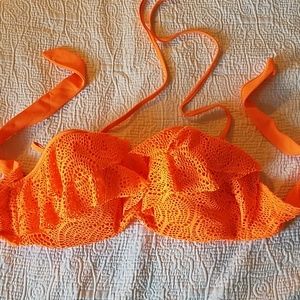 Orange lace underwire bikini